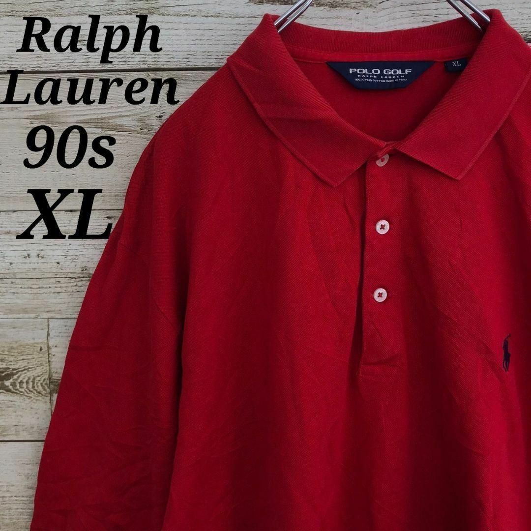 POLO RALPH LAUREN(ポロラルフローレン)の【k4070】USA古着90sポロラルフローレン刺繍ロゴ半袖ビッグポロシャツXL メンズのトップス(ポロシャツ)の商品写真