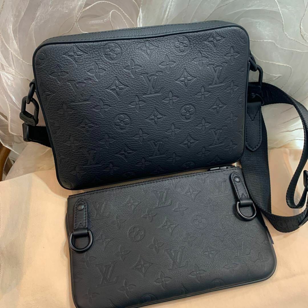 ☆超美品☆ルイヴィトン トリオ・メッセンジャー モノグラム カーフレザー 黒 ☆超美品☆ルイヴィトン トリオ・メッセンジャー モノグラム カーフレザー 黒
