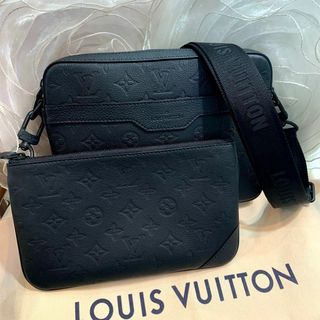 ルイヴィトン(LOUIS VUITTON)の☆超美品☆ルイヴィトン トリオ・メッセンジャー モノグラム カーフレザー 黒(メッセンジャーバッグ)