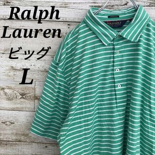 ポロラルフローレン(POLO RALPH LAUREN)の【k4072】USA古着ポロラルフローレン半袖ボーダービッグポロシャツL(ポロシャツ)