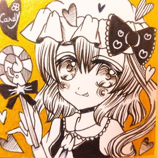 自作 手描き ペン画 イラスト☆フランドール☆東方プロジェクト☆豆色紙(アート/写真)