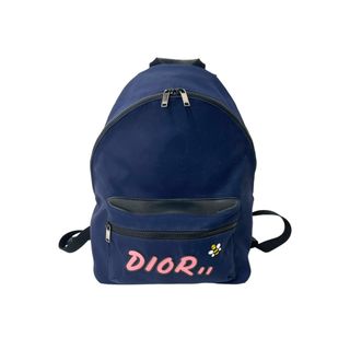 ディオール(Dior)のDIOR ディオール KAWS カウズ RIDER BEE 19SS バックパック リュックサック キャンバス ネイビー ピンク イエロー 美品 63885(リュック/バックパック)