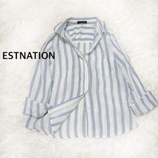 エストネーション(ESTNATION)のESTNATION エストネーション リネン ストライプシャツ 38 M(シャツ/ブラウス(長袖/七分))