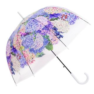 ビニール傘 ジャンプ傘 紫陽花 フラワー 長傘　雨傘 綺麗 大人可愛い(傘)