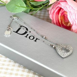 クリスチャンディオール(Christian Dior)の美品 Dior クリスチャン ディオール ハート ラインストーン ブレスレット(ブレスレット/バングル)