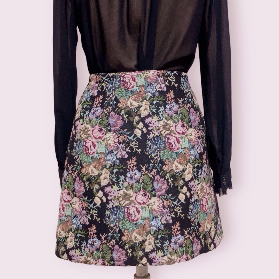 ゴブラン織り台形スカート Ｌ クラシカル モダン ガーリー　レトロ オフィス レディースのスカート(ミニスカート)の商品写真