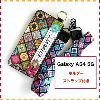 GalaxyA54 5G ケース ホルダー 曼荼羅 赤 ギャラクシー A54(Androidケース)
