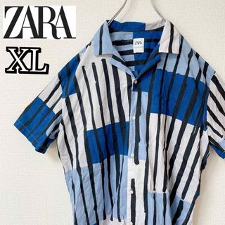 完売品★ ZARAザラ　半袖シャツ　奇抜柄　派手柄　爽やか　総柄シャツ　XL(シャツ)