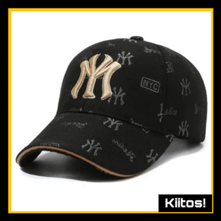 新品 人気！ ブラック ベースボール キャップ 野球帽 ストリート 韓国 NYC(キャップ)