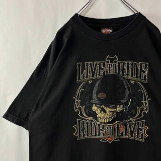 ハーレーダビッドソン(Harley Davidson)のメキシコ製　ハーレーダビッドソン　ビッグプリント　Tシャツ　古着　ブラック　XL(Tシャツ/カットソー(半袖/袖なし))