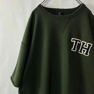 TOMMY HILFIGER - トミーヒルフィガー　半袖スウェットシャツ　Tシャツ　グリーン　XLサイズ　古着