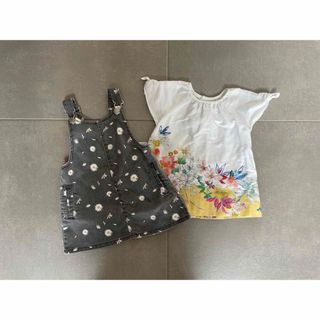 ZARA ザラ ブラウス ジャンパースカート ワンピース 花柄 70 80 90(ワンピース)