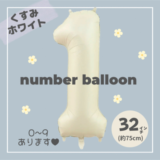 【1】大人気！くすみホワイト　ナンバーバルーン　♥︎No.1 誕生日　風船　数字(その他)