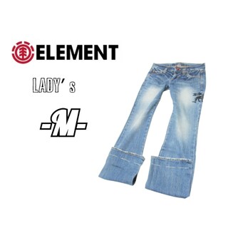 エレメント(ELEMENT)のレディースM◇element◇フロッキープリント ストレートデニムパンツ(デニム/ジーンズ)