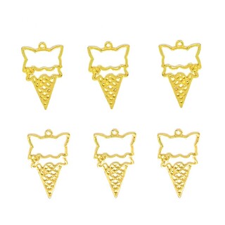 レジン空枠　ねこ型アイスクリーム　Aタイプ　6個(各種パーツ)