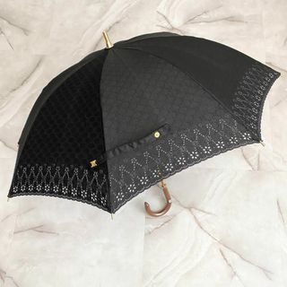 セリーヌ(celine)のA13149 セリーヌ　晴雨兼用パラソル　マカダムレース　総柄　日傘　ブラック(傘)