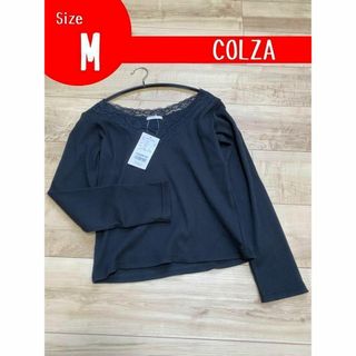 COLZA - 新品タグ付き【COLZA】レースブラウス　ショート丈　インナ縦スト　ブラック　1