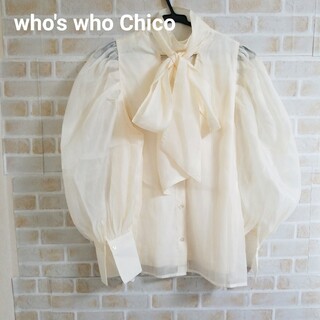 who's who Chico ボウタイパワショルブラウス