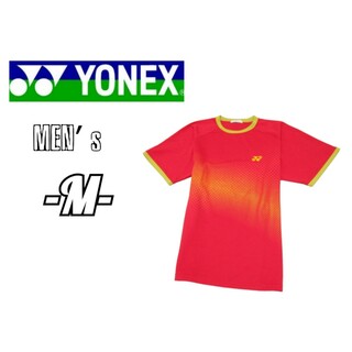 ヨネックス(YONEX)のメンズM◇YONEX◇半袖プラクティスシャツ 赤×GOLD(ウェア)