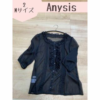 【anysis】エニシス　ゴシック風フリルシースルーブラウス　黒　水玉　4