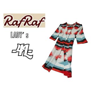 レディース4L◇Raf Raf◇ネイティブ柄 ロング丈 半袖カーディガン(カーディガン)