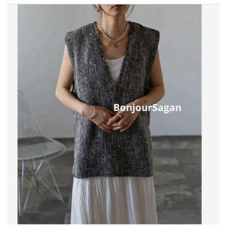 BONJOUR SAGAN - Bonjour Sagan Vネックツイードベスト