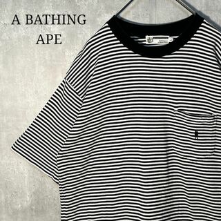 アベイシングエイプ(A BATHING APE)のA BATHING APE エイプ リンガーネック ボーダー Tシャツ Lサイズ(Tシャツ/カットソー(半袖/袖なし))