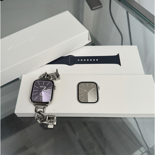 アップルウォッチ(Apple Watch)の【美品】Apple Watch 9 シルバーステンレスセルラー45mm(その他)