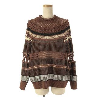 【新品】  Mame Kurogouchi / マメクロゴウチ | 2023SS | Bamboo Basket Pattern Knitted Top ニット | 1 | BROWN | レディース(ニット/セーター)