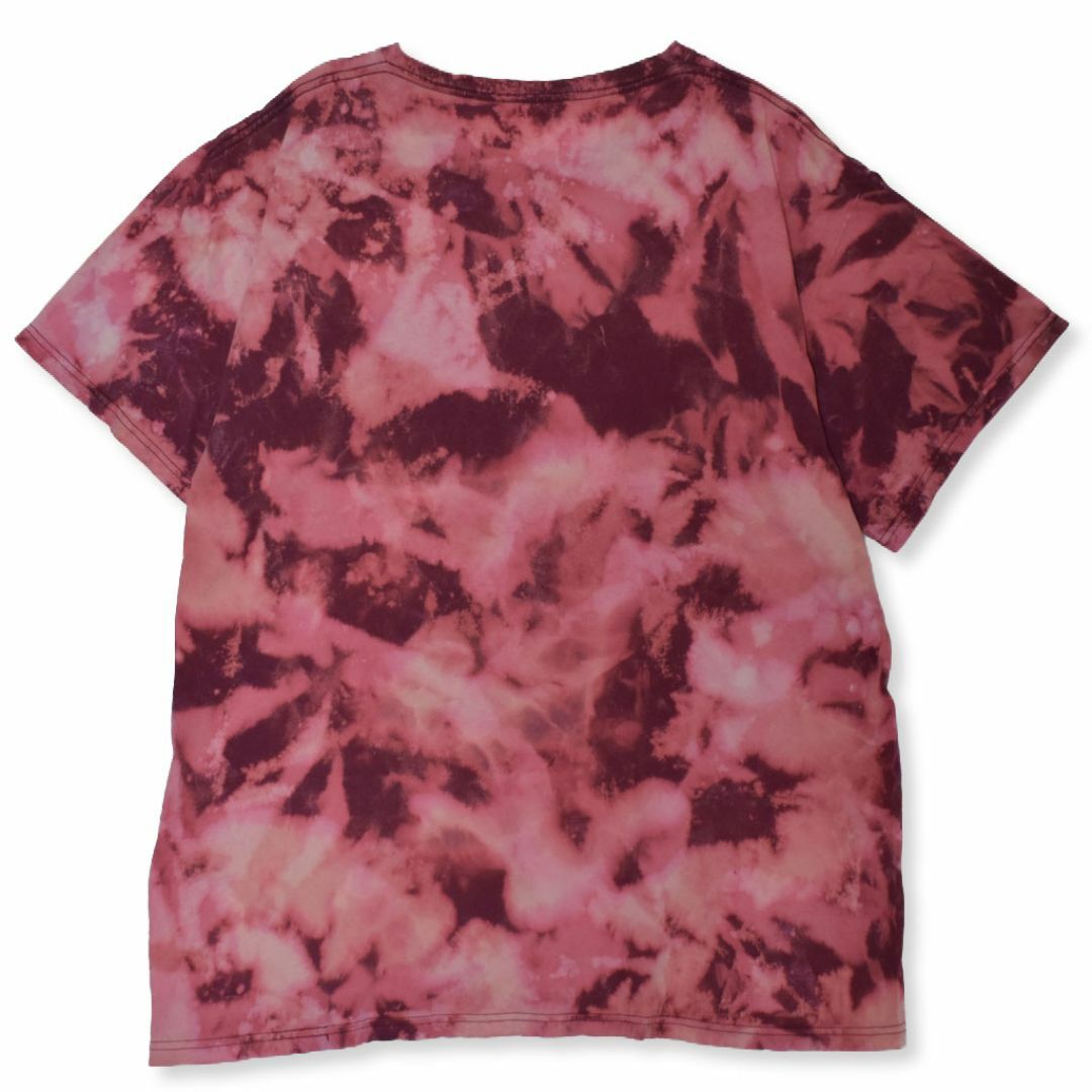 FRUIT OF THE LOOM(フルーツオブザルーム)のメンズブリーチ染め半袖TシャツXL 古着屋　赤ピンク　薄手　ポケット　ゆったり メンズのトップス(Tシャツ/カットソー(半袖/袖なし))の商品写真
