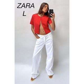 ザラ(ZARA)のZARA リネン クロップド ニット ジャケット(ニット/セーター)