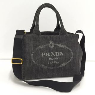 プラダ(PRADA)のPRADA カナパ 2WAY ショルダーバッグ ロゴ デニム ブラック(ショルダーバッグ)