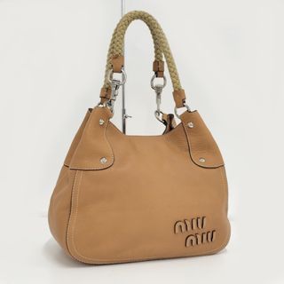 ミュウミュウ(miumiu)のMIU MIU ハンドバッグ レザー ブラウン(ハンドバッグ)