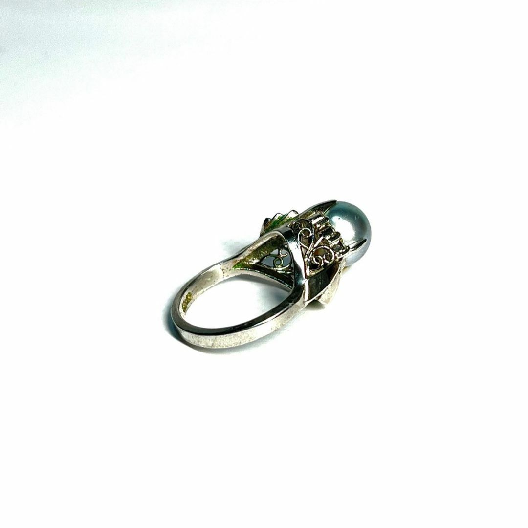 ブルーオパール　リング　真珠　シルバー　指輪　鑑定済み　刻印有り レディースのアクセサリー(リング(指輪))の商品写真