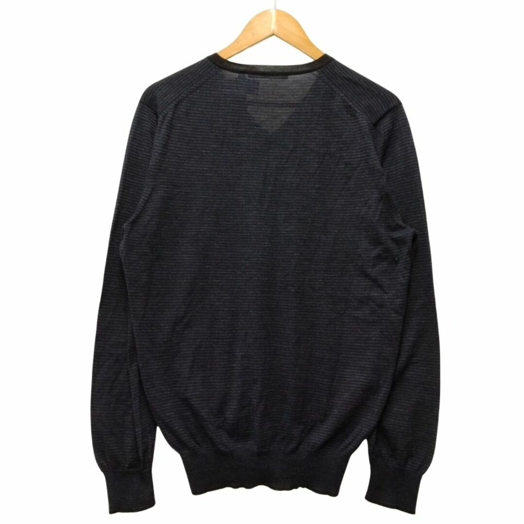LOUIS VUITTON ルイ・ヴィトン Vネック ボーダー ニット カットソー ネイビー サイズXL 正規品 / 34397 LOUIS VUITTON ルイ・ヴィトン Vネック ボーダー ニット カットソー ネイビー サイズXL 正規品 / 34397