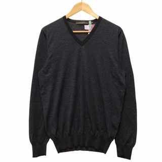 ルイヴィトン(LOUIS VUITTON)のLOUIS VUITTON ルイ・ヴィトン Vネック ボーダー ニット カットソー ネイビー サイズXL 正規品 / 34397(ニット/セーター)