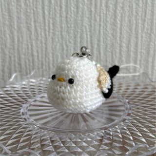 シマエナガ　ストラップ　ハンドメイド(あみぐるみ)