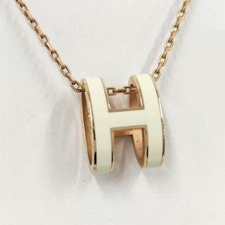 エルメス(Hermes)のHERMES Hネックレス ポップアッシュ メッキ ゴールド ホワイト(ネックレス)