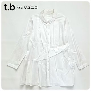 センソユニコ(Sensounico)の美品✨t.b センソユニコ  白 変形シャツ アシンメトリー 個性的 40 L(シャツ/ブラウス(長袖/七分))