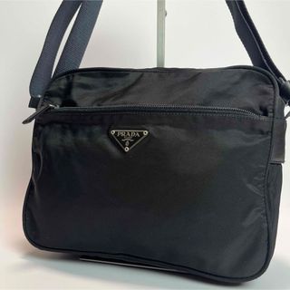 プラダ(PRADA)の美品 プラダ カメラバッグ 三角ロゴ プレート テスートナイロン レザー ポコノ(ショルダーバッグ)