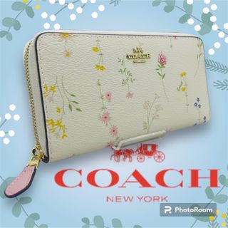 コーチ(COACH)の新品 コーチ 長財布 ワイルドフラワー 白(財布)