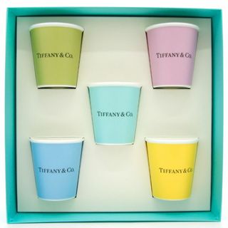 ティファニー(Tiffany & Co.)のほぼ未使用 TIFFANY&Co. ティファニー カップ デミタスカップ コーヒーカップ 5個セット ボーンチャイナ 陶器 テーブルウェア プレゼント 中古 美品(グラス/カップ)