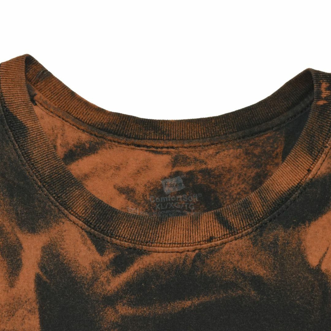 Hanes(ヘインズ)のメンズブリーチ染め半袖TシャツXL 古着屋　ゆったり　黒　薄手　LL　ブランド メンズのトップス(Tシャツ/カットソー(半袖/袖なし))の商品写真