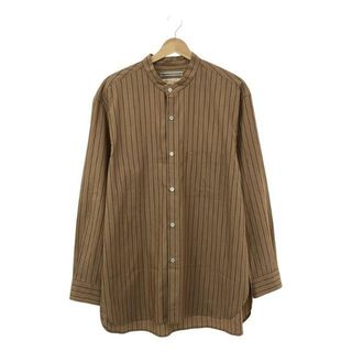 Cristaseya / クリスタセヤ | MAO COLLAR SHIRT ストライプ マオカラーシャツ | L | ブラウン | メンズ(Tシャツ/カットソー(七分/長袖))