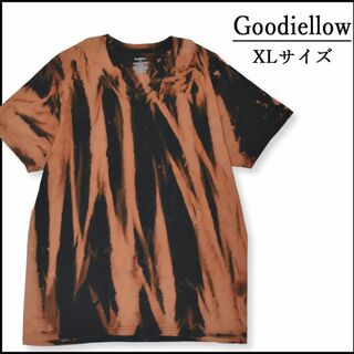 メンズブリーチ染め半袖TシャツXL 古着屋　ゆったり　黒　ブランド 春夏秋　柄物(Tシャツ/カットソー(半袖/袖なし))