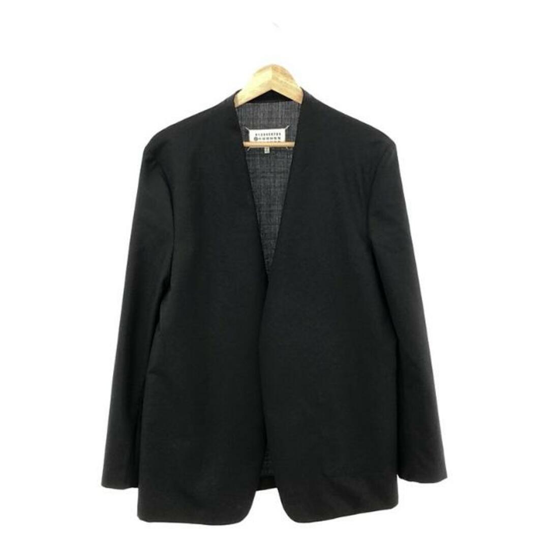 美品】46 捻ろ メゾンマルジェラ ノーカラージャケット 美品】46 捻ろ メゾンマルジェラ ノーカラージャケット
