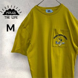 MULGA THE LIFE/モルガ　半袖Ｔシャツ　マスタード　ポケット刺繍　M(Tシャツ/カットソー(半袖/袖なし))