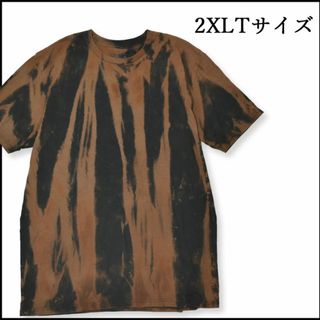 メンズブリーチ染め半袖Tシャツ2XL 古着屋　ゆったり　黒　ブランド 　大きめ(Tシャツ/カットソー(半袖/袖なし))