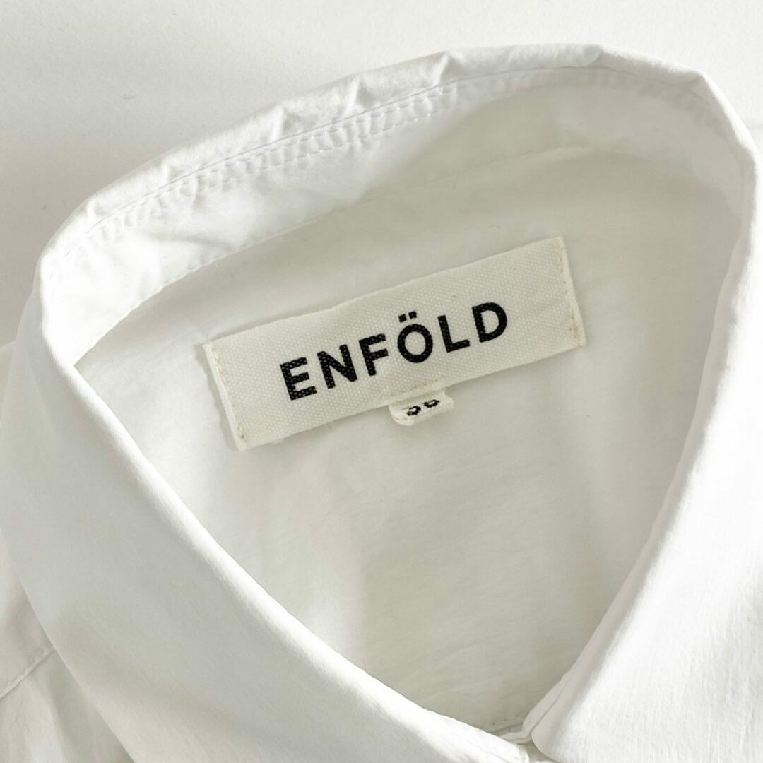 ENFOLD(エンフォルド)の14e22 ENFOLD エンフォルド ワイドシルエット サイドスリット 長袖シャツ シャツブラウス サイズ38 ホワイト 画像参照 レディースのトップス(シャツ/ブラウス(長袖/七分))の商品写真