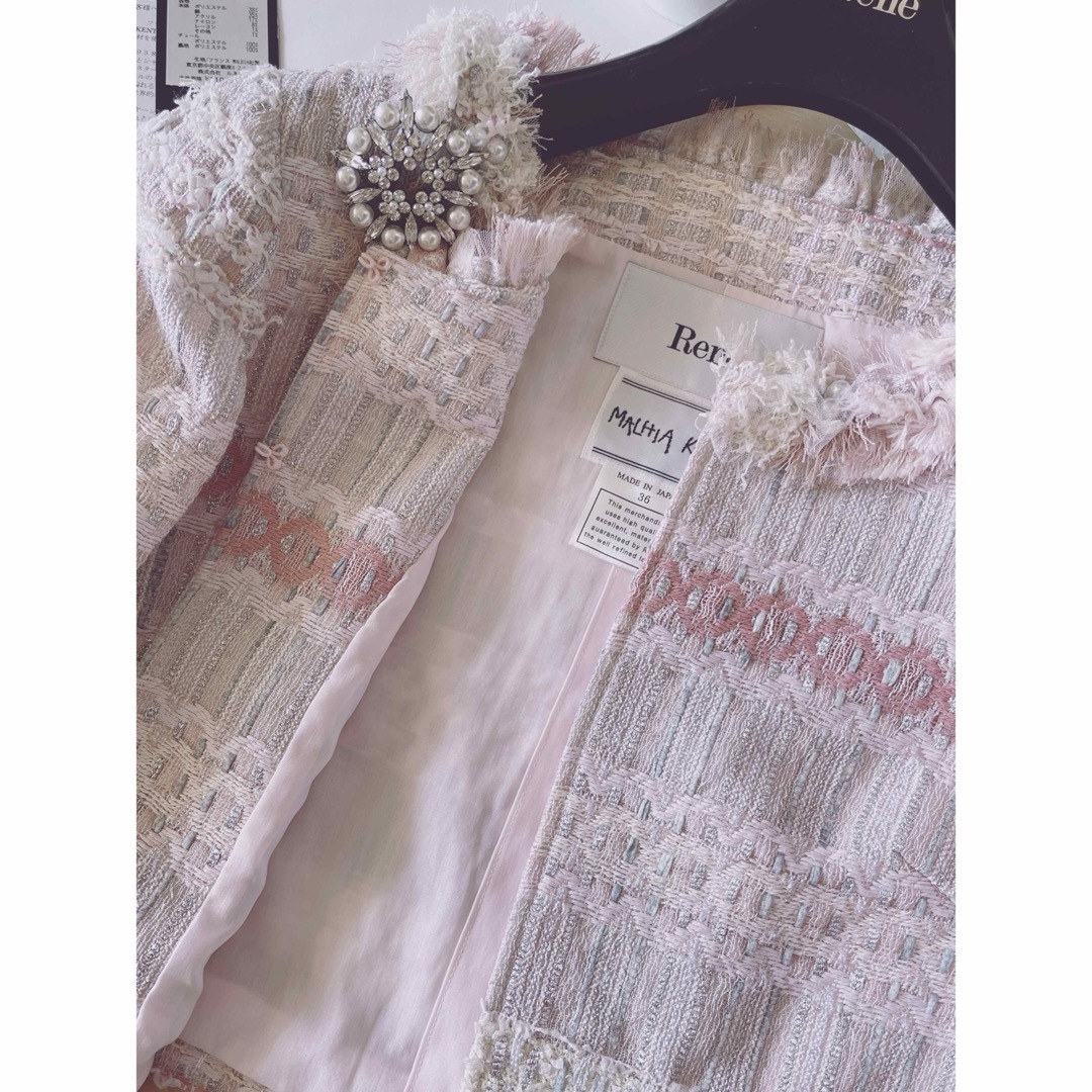 極美品!ルネフランス老舗ツイードノーカラージャケット 36 foxey 極美品!ルネフランス老舗ツイードノーカラージャケット 36 foxey